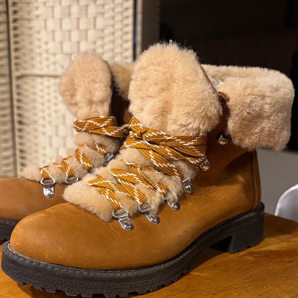 J. Crew Brown Shearling-Lined Winter Boots